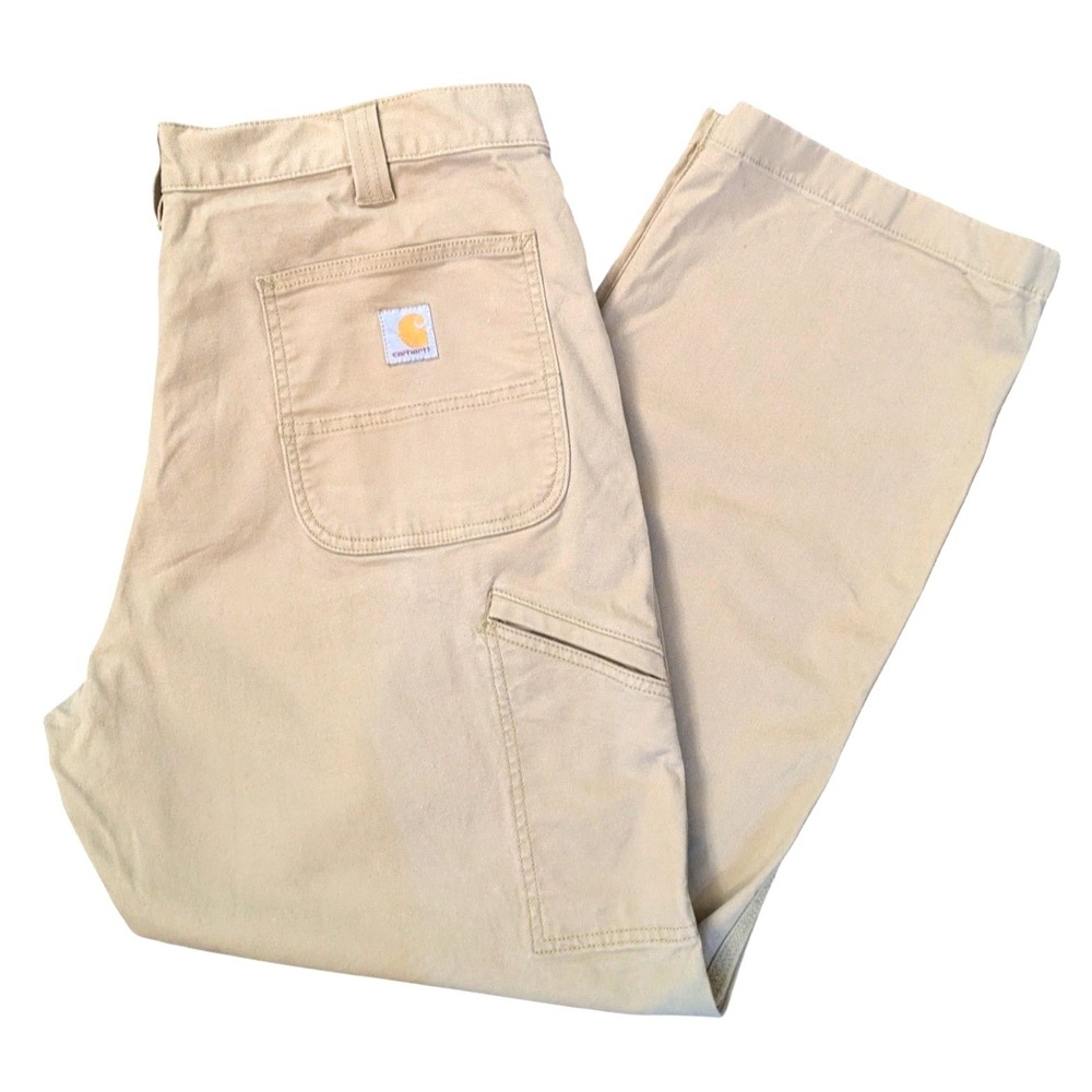 Carhartt Rugged Flex Relaxed Fit Canvas Work Pants Khaki Men 38x30 BN2291M‎
